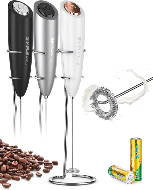 Milk Frother Portable Electric Foam Maker with Stainless Steel Whisk and Stand for Bulletproof Coffee, Latte, and Cappuccino