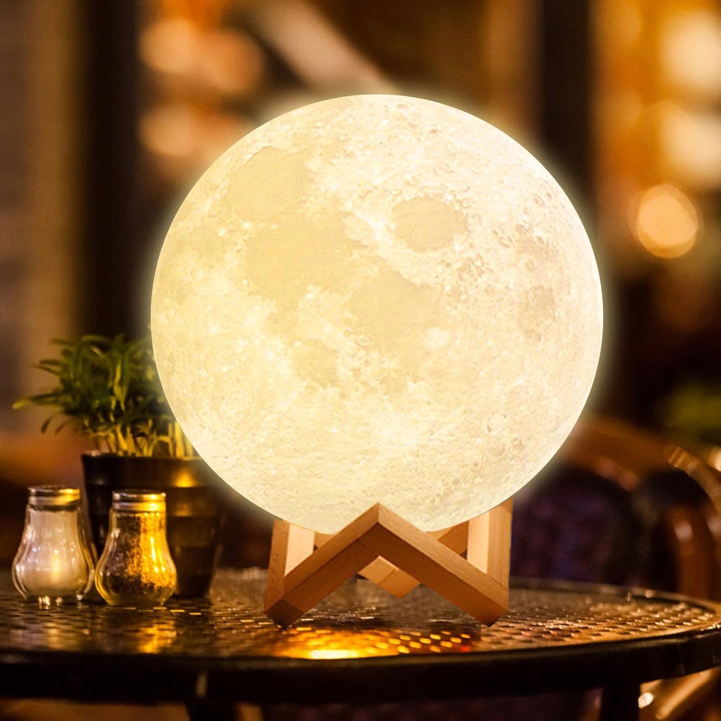 5.9-inch rechargeable moon lamp with 3D moon lights for bedrooms that may be used as stocking stuffers for children, adults, and women as well as night lights for kids.