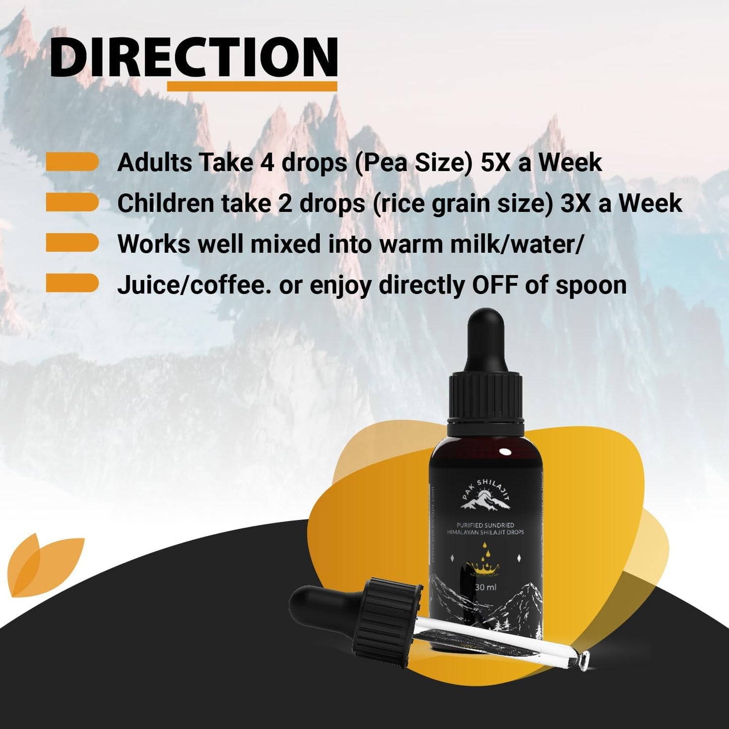 PakShilajit® Sun Dried Himalayan Shilajit Liquid Drops, Most Premium & Organic Gold Graded Shilajit Drops Above 17000FT (30ML Pack), Rich in Fulvic Acid Humic Acid Natural Supplement