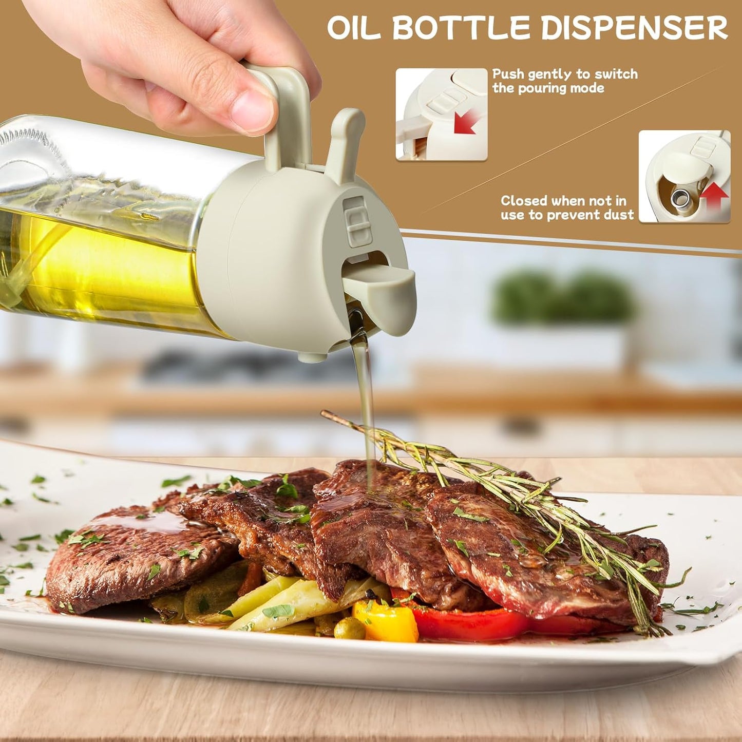 Cooking Oil Sprayer 2 pcs of multipurpose oil dispenser and oil sprayer kitchen gadgets (16 oz glass oil spray bottle) air fryer, salad, grill, and mist olive oil dispenser (white kitchen accessories)