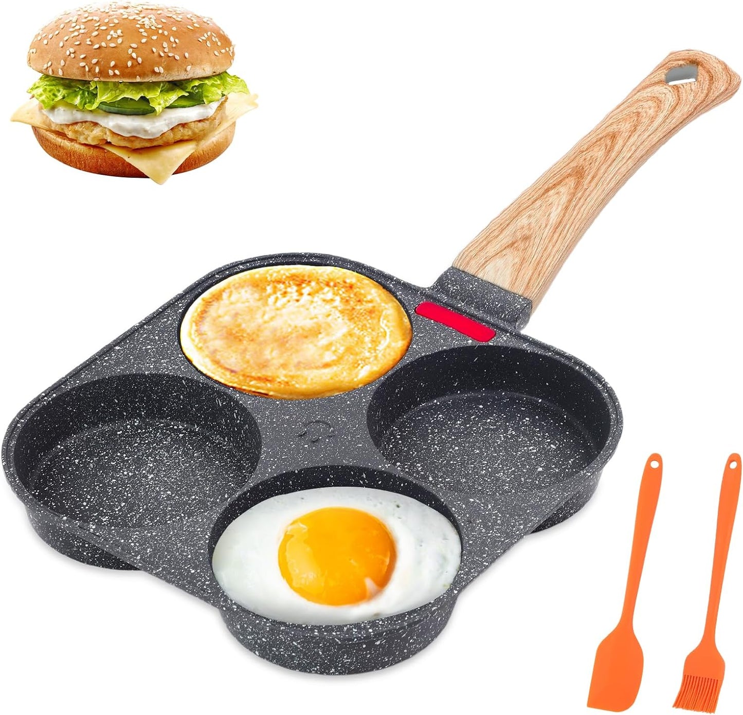 Egg Pan, Nonstick 4-Cup Pan, Aluminum Omelette Pan, Healthy Breakfast Pancake Pan, Simple-to-Clean Mini Egg Frying Pan, Fried Egg Cooker Fit for Gas Stove & Induction Cookware